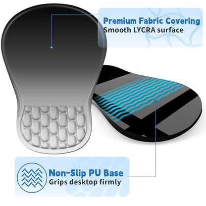YIWEI Ergonomic Mouse Pad with Wrist Rest for Carpal Tunnel Pain Relief | Memory Foam Wrist Support,Non-Slip Rubber Base, Keyboard Computer Mousepad,Lycra Cloth Surface,Gaming Home Office - color: Gradient Black