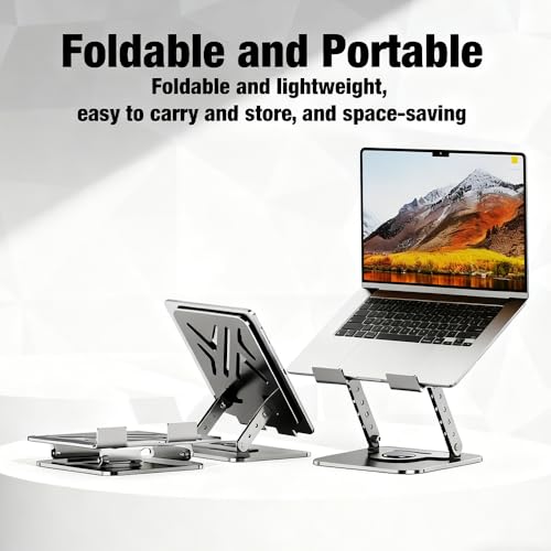 Laptop Stand, Laptop Stand for Desk with 360° Rotating Base - color: Black