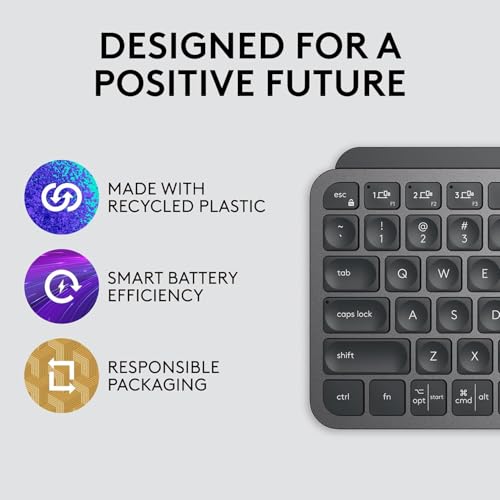 Logitech MX Keys Mini Minimalist Wireless Illuminated Keyboard - Graphite | Minimalist, compact, Bluetooth, USB-C, metal build, compatible with Apple macOS, iOS, Windows, Linux, Android - color: Graphite, style: MX Keys Mini