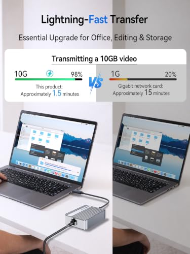 ACASIS USB4 to 10Gb Ethernet Adapter Aluminum Housing | USB-C to 10gb Ethernet Adapter Compatible Thunderbolt 3/4/5 Ethernet Adapter for Video Editing / Windows (Driver Required)