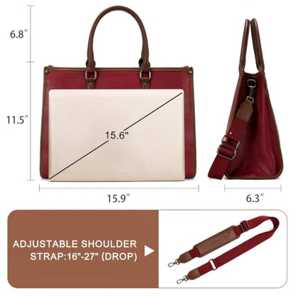 Montana West Laptop Tote Bag for Women 15.6 Inch Computer Bags Business Office Work Briefcase With Adjustable Shoulder Strap - color: Red