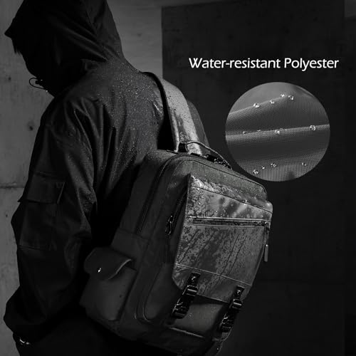 Crossbody Messenger Bag for Men: 13L Multi-pocket Satchel Sling Bags - color: Dark Green