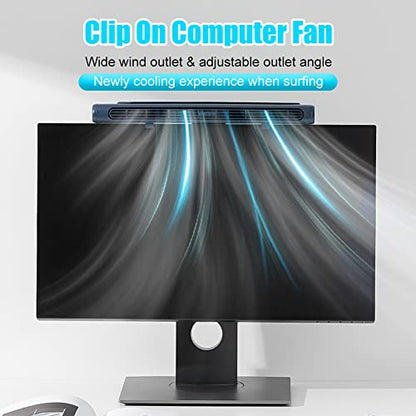Clip On Computer Fan, Bladeless Monitor Clip On Fan | Personal Cooling Fan for Office, Quiet USB Desk Fan Small Tower Fan for Desk, Suitable for Flat and Curved Monitor, Laptop