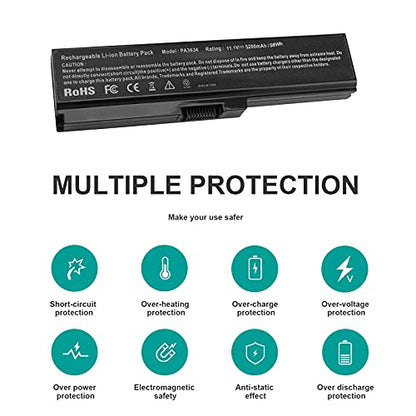 PA3634U-1BAS Laptop Battery for Toshiba Satellite A665 C655 L645 L645D L650 L650D L655 L655D L670 L675 M300 M301 M305 M505 U405, p/n PABAS228 PA3634U-1BRS PA3635U-1BAM PA3636U-1BRS PA3635U-1BRM - size: 6 Cell PA3634U-1BAS