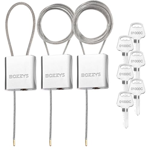 Cable Locks 3-Pack | Keyed Alike Adjustable Cable Lock｜(1.15ft,3.28ft,6.56ft)/Set with 6 Same Keys for Bikes, Gate, Lockers, Gun & Outdoor Gear | Weatherproof & Silver - color: silver | 3pack(1.15ft,3.28ft,6.56ft)/set-6 same keys | Dia 1/6in(4mm)