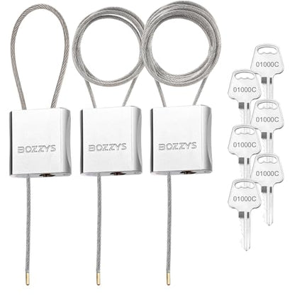 Cable Locks 3-Pack | Keyed Alike Adjustable Cable Lock｜(1.15ft,3.28ft,6.56ft)/Set with 6 Same Keys for Bikes, Gate, Lockers, Gun & Outdoor Gear | Weatherproof & Silver - color: silver | 3pack(1.15ft,3.28ft,6.56ft)/set-6 same keys | Dia 1/6in(4mm)