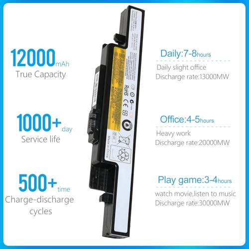 LQM 10.8V 48WH Laptop Battery for Lenovo ldeapad | Y400 Y410 Y490 Y500 Y510 Y590, L11S6R01 L11L6R02 L12L6E01, L12S6A01 L12S6E01, 3ICR19/65-2 3INR19/66-2 - color: Y490