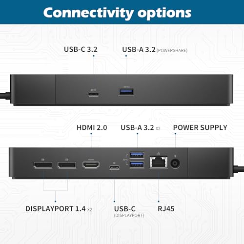 WD19S Dell Docking Station, USB-C/USB-A Dock WD19S, 180W Power Adapter + 130W Power Delivery, with FKA HDMI and DP Cable, Support Dual/Triple Monitor & 4K Displays, New - 3 Year Warranty - style: WD19S-180W