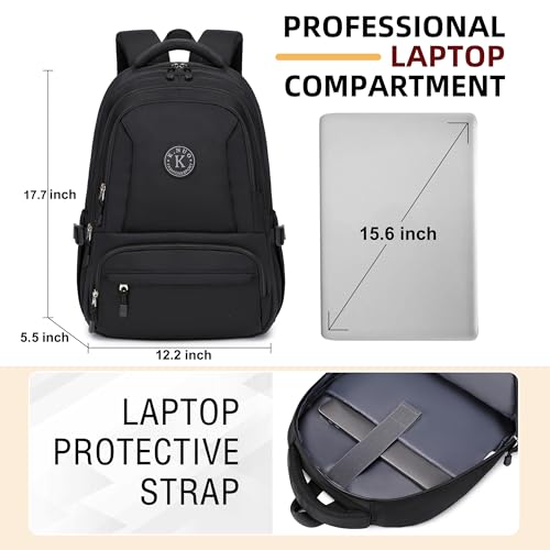 Laptop Backpack for Women Men 17 Inch , Anti Theft Carry on Travel Backpacks, Water Resistant College Bookbag Large Kids School Bag for Teens Boys Girls Business Work Back Pack Casual Daypack Black