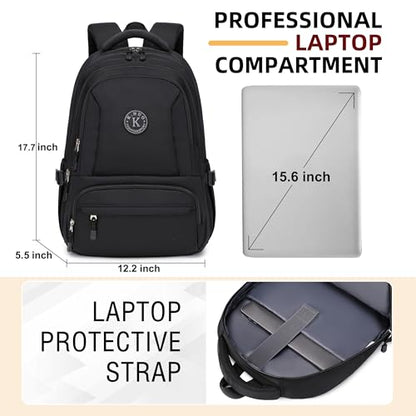 Laptop Backpack for Women Men 17 Inch , Anti Theft Carry on Travel Backpacks, Water Resistant College Bookbag Large Kids School Bag for Teens Boys Girls Business Work Back Pack Casual Daypack Black