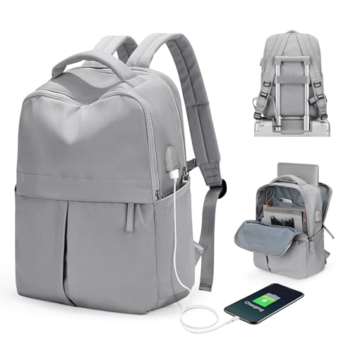 Laptop Work Backpack for Women - 15.6 Inch Laptop Compartment, Lightweight Waterproof Large Travel Backpack for College, Nurse & Teacher, Grey - color: Model a Grey