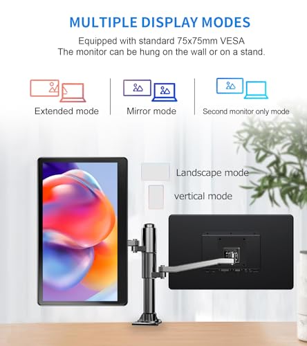 15.6" Portable Touchscreen Monitor, FHD 1920×1080 IPS Ra Pi Touch Screen Monitor for Laptop HDMI VGA DVI 10-Point Touchable Display VESA 75x75 Mountable for Laptops PC Pi POS Kiosk Home Industrial