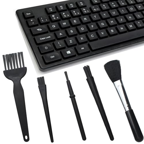 Small Nylon Anti Static Brushes Kit Portable Cleaning Brush Kit for Electronics Computer Keyboard Laptop Camera Phone (Black, Set of 5)