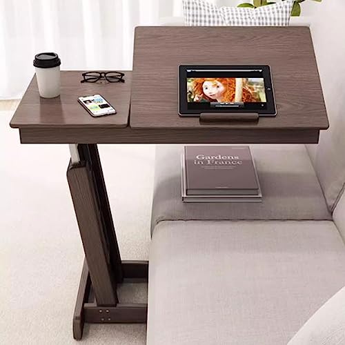 Coffee Table, Height-Adjustable C-shaped Side Table, Folding Coffee Table with Tilting Table Top, Sofa Bedside, Laptop Stand, TV Tray with Storage Basket, Snack Side Table