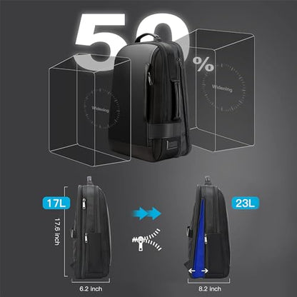 BOPai Business Smart 15.6 Inch Laptop Backpack Convertible Expandable Anti-Theft USB Charging Multi-Functional Travel Professional Work Office Men Commuter Large Black With Bottle Holder Waterproof - color: Black2