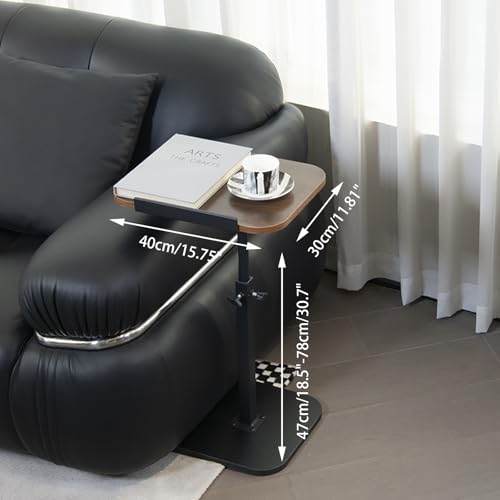 ACEQLYT® Small Adjustable Side Table, Adjustable Height & Flip-Over Panel Design & 360° Swivel, Couch Armrest C Shaped End Table, Laptop Stand for Couch