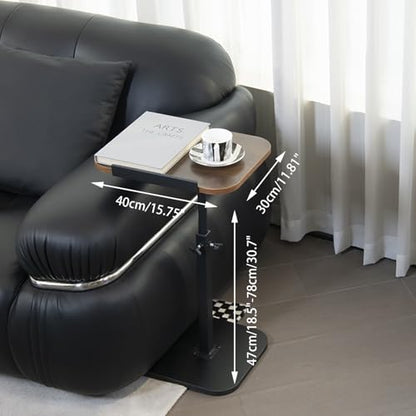 ACEQLYT® Small Adjustable Side Table, Adjustable Height & Flip-Over Panel Design & 360° Swivel, Couch Armrest C Shaped End Table, Laptop Stand for Couch