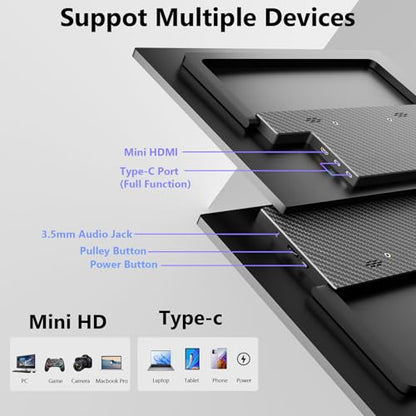 15.3 Inch Touchscreen Portable Monitor, 1920×1200 Full HD IPS 10-Point Touch External Monitor, Ultra Slim USB-C HDMI Plug & Play, Portable Monitor for Laptop PC Mac PS5 Xbox - size: 15.3inch Touch