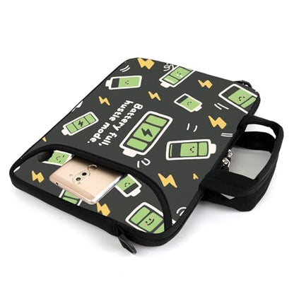 AMARY 15.4" 15.6" laptop sleeve adjustable shoulder strap with handle accessory pocket for men women (Battery full) - color: Battery Full