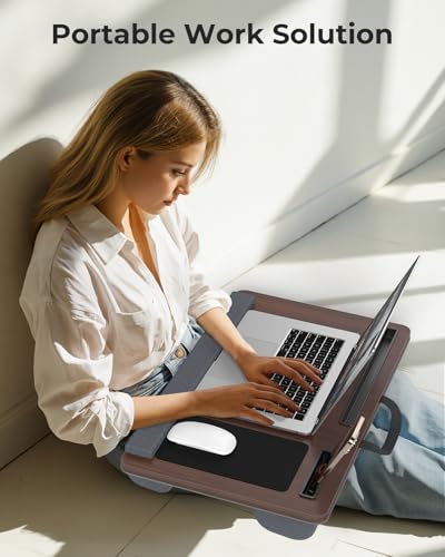 2 Pack Lap Desk Bundle, Cushioned Lap Pad & Adjustable Foldable Laptop Bed Tray, Fits Up to 17 Inch Laptops for Bed Couch Dorm