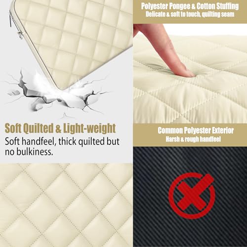 Puffy Quilted Laptop Sleeve with a Removable Shoulder Strap Compatible with MacBook Air 13 inch M2 A2681 M1 A2337 A2179 A1932 2023-2018/Pro 13 M2 M1 A2338 A2251 A2289 A2159 A1989 A1706 A1708 - color: Sleeve - Beige, size: 13 inch