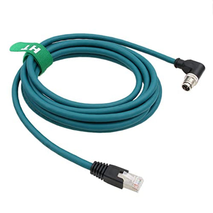 Camera Sensor M12 Ethernet 8 Pin X-Coded RJ45 Cable CAT7e for Cognex Basler Baumer Keyence Industrial Automation Control PLC, Right Angle High Speed 30M - size: 30 meter