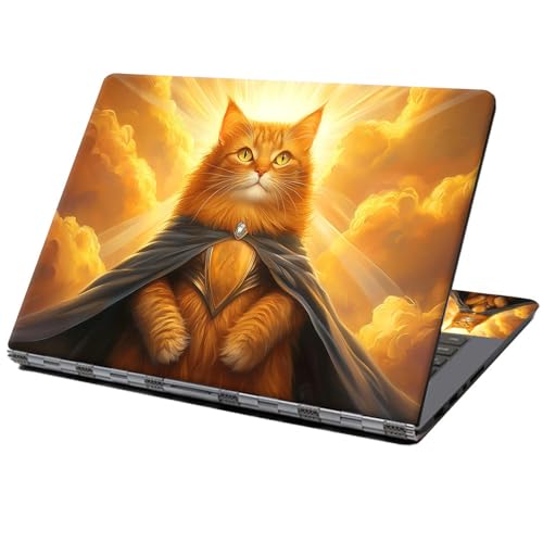 Laptop Skin Sticker Decal 12" 13" 13.3" 14" 15" 15.6",Waterproof Scratch Resistant Vinyl,Reusable Easy to Apply,for MacBook HP Dell Notebooks Netbooks Laptop,2 Wrist Pads,Cute Orange Cat - color: Cute Orange Cat