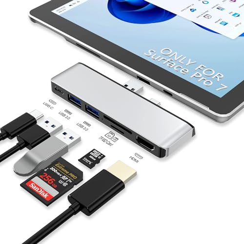 Surface Pro 7 Docking Station, 6-in-2 Hub with 4K HDMI, USB-C Audio & Data, 2 USB 3.0, TF/SD Card Slot, For Surface Pro 7 - color: For Surface Pro 7