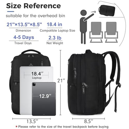 MATEIN Extra Large 45L Travel Backpack, Airline Approved 18 Inch Backpack | Shoe Compartment, Water Resistant, College Luggage Backpack, Casual Daypack, Overnight Weekender Travel Bag, Black - color: Black, size: XX-Large
