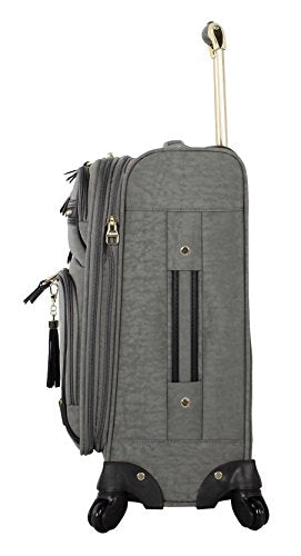 Steve Madden Designer-Gepckkollektion Leichter Softside-Koffer fr Damen und Herren strapazierfhige 50,8 cm groe Tragetasche mit 4 rollenden Spinner-Rdern, Peek-a-boo Grey, 20in, Carry on Bag With - color: Peek-a-boo Grey, size: 20 inches