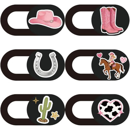6Pcs 6 Styles Cowboy Camera Cover Slide Sticker Privacy Guard Accessories, Phone Front Camera Blocker 0.04 Inch Ultra Thin for Laptop Desktop Computer Tablet Notebook Mini PC Office Use - color: Cowboy