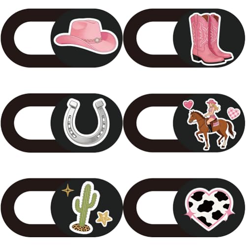 6Pcs 6 Styles Cowboy Camera Cover Slide Sticker Privacy Guard Accessories, Phone Front Camera Blocker 0.04 Inch Ultra Thin for Laptop Desktop Computer Tablet Notebook Mini PC Office Use - color: Cowboy