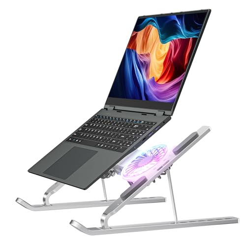 Ergonomic Laptop Stand with 360° Swivel Base, Adjustable Height Laptop Riser for Posture Correction, Aluminum Alloy Notebook Stand, Fits 10-17 Inch Laptops & Tablets, for Home/Office