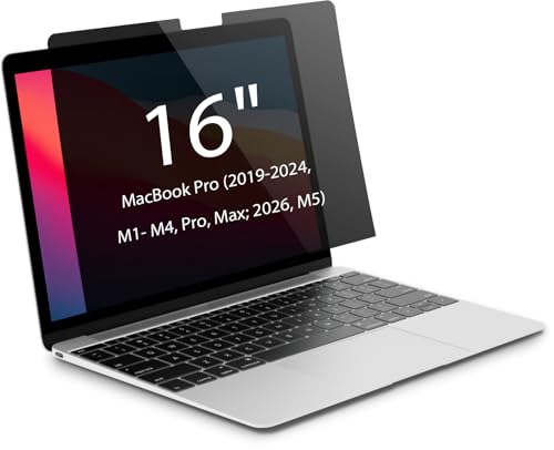 Magnetic Privacy Screen for MacBook Pro 16 inch ( 2026, M5, 2019-2024, M1, M2, M3, M4, Pro, Max), Model A2141, A2485, A2780, A2991, A3186, A3403, Removable Screen Protector, Blue Light Blocking, Anti Glare Protector and Privacy Filter Shield - size: Macbo