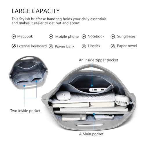Official Document Computer Bag Stylishly Sleek with Multiple Compartments and Easy to Carry Design - color: Shark Gray/Pu