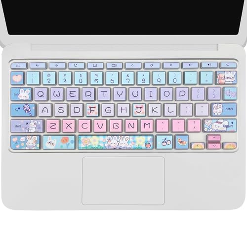 Silicone Keyboard Cover for HP Chromebook 11 x360, Chromebook 11 G2/G3/G4/G5/G6 EE/G7 EE, HP Chromebook 14-ca 14-ak 14-X Series, HP Chromebook 14 G2 G3 G4, Cute Bunny - color: Cute Bunny