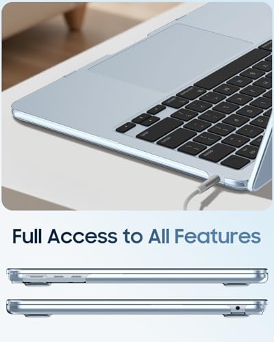 Fintie Case for MacBook Air 13 inch A3449/A3240/A3113/A2681 2022-2026 | M2/M3/M4/M5, Snap On Hard Shell, Full Port Access, Easy On/Off, Lightweight, Sky Blue - color: Letter