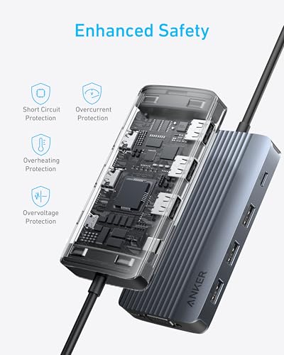 Anker 8-in-1 USB-C Hub, USB C Docking Station Triple Display Multi-Port Dongle with 2 HDMI and VGA, 5Gbps Data Transfers, USB Ports for MacBook Air/Pro, Dell XPS, iPad Pro, and More | USB-A and USB-C Ports with 5Gbps Data Transfer, Compatible with MacBook