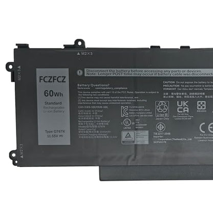 GT6TK Battery 60Wh 5065mAh Replacement for Dell Latitude 9440 2-in-1 9450 2-in-1 Series K2CPY 31CP5/81/75 11.55V 3-Cell - size: 10.43*3.98*0.24 inch GT6TK