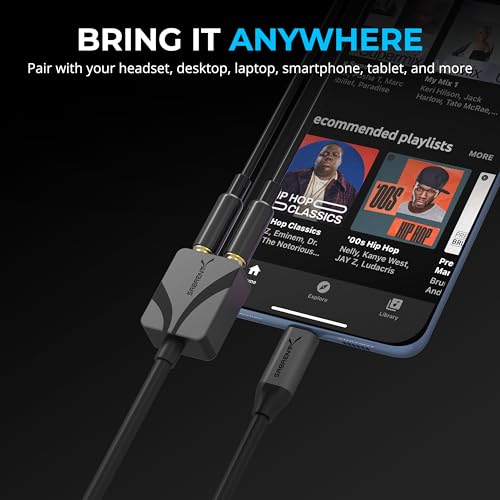 SABRENT USB to 3.5mm Jack Audio Adapter, USB to Headphone Jack Adapter Sound Card, Upgrade to 24-Bit 96Khz for a deep Sound Quality (AU-UCMA) - style: USB-C