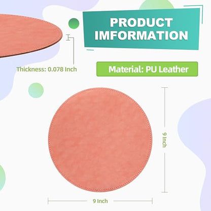 Mouse Pad，Round Mouse Pad，PU Mouse Pad，Leather Mouse Pad with Stitched Edge Micro-Fiber Base with Non-Slip Waterproof，Mouse Pad for Computers，Laptop，9 x 9 Inch (Pink) - color: Pink, size: 9L x 9W inches