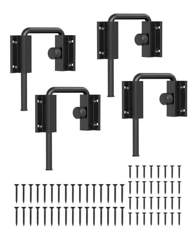 Sliding Door Loop Lock, Aluminum Alloy Patio Door Latch with Locking Design, Multi-Angle Mounting Security U-Bolt Locks for Barn Door, Closet, Window, Balcony (Black-4PCS) - color: Black-4PCS