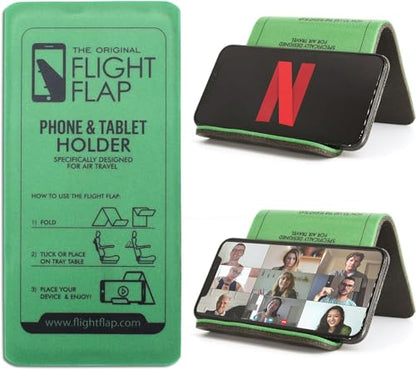 Foldable Airplane Phone Holder, Travel Phone Stand, Green | Use this flexible phone stand on a desk, bed, treadmill, office, kitchen counter, car headrest, or airplane seat back - color: Green, size: Large