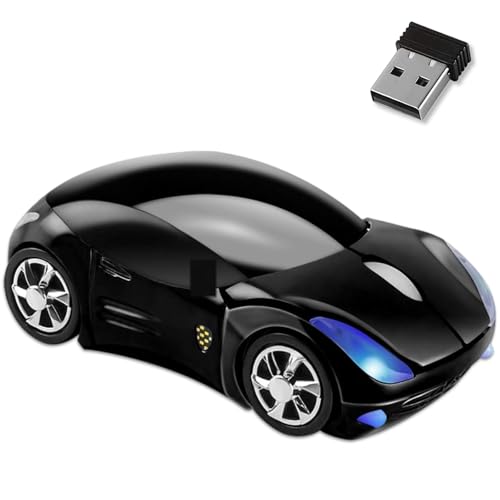 Black Car Mouse，1600DPI 2.4G with USB Reciver Computer Mice Wireless for Computer Wireless Computer Mouse Wireless Cute Wireless Mouse for Laptop Tablet for Windows for Mac OS（Black） - color: Black