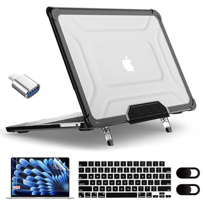 MEEgoodo Case for MacBook Air 15 inch 2026 2025 2024 2023, Case Fit Model (A3448/A3241/A3114/A2941) with M5/M4/M3/M2 Chip, Laptop Hard Shell with Heavy Duty Rugged Shockproof, Black XK - color: Black XK