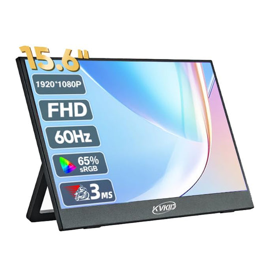 Portable Monitor for Laptop, 15.6 Inch 1080P Second External Monitor | IPS USB-C HDMI Portable Computer Monitor with Kickstand, Speakers, VESA Mountable, Travel External Second Screen for Phone - size: 15.6 Inches-One Cable Wired