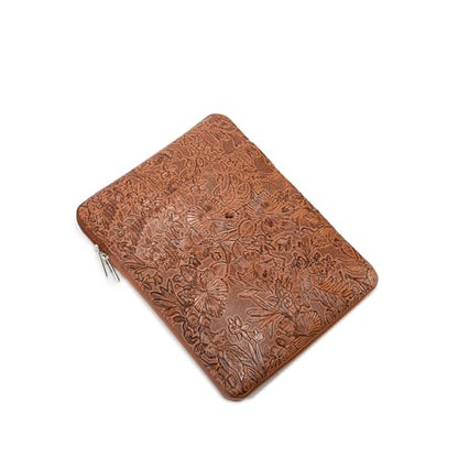 Kinmac 360° Protective Vertical Laptop Sleeve Case Cover Bag (Coffee Flower PU, 12.5 inch-13.3 inch) - color: Coffee Flower PU, size: 12.5 inch-13.3 inch