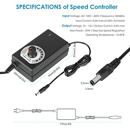 120mm AC Powered Fan with Vriable Speed Controller, AC 110V to 220V Vriable Speed Fan for Receiver Amplifier DVR PlayStation Component Cooling - size: 4.7x4.7x1.0in