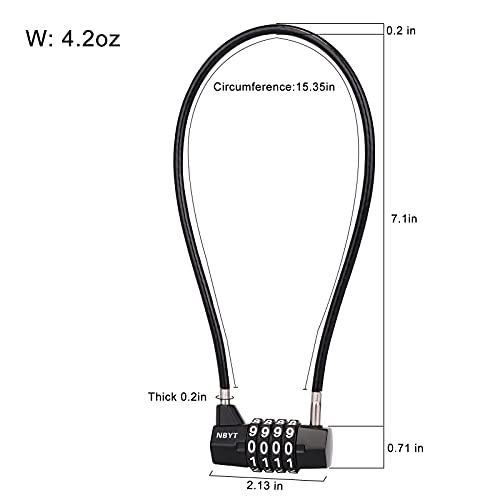 ‌4-Digit Cable Locks with Combination - Heavy Duty Outdoor Gate Lock for Fence, Cabinet,Refrigerator ，Dumpster,lockers,Gym,Toolbox,case, hasp Storage,Sheds - size: 15" Cable - Span 7" (3/16" Diameter) - 2 Pack