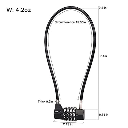 ‌4-Digit Cable Locks with Combination - Heavy Duty Outdoor Gate Lock for Fence, Cabinet,Refrigerator ，Dumpster,lockers,Gym,Toolbox,case, hasp Storage,Sheds - size: 15" Cable - Span 7" (3/16" Diameter) - 2 Pack